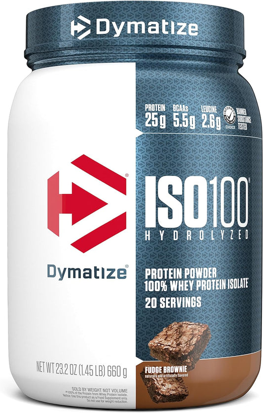 Hydrolyzed Whey Isolate Protein Powder, 25g Protein, 5.5g BCAAs, Gluten Free, Fast Absorbing, Fudge Brownie - 20 Servings