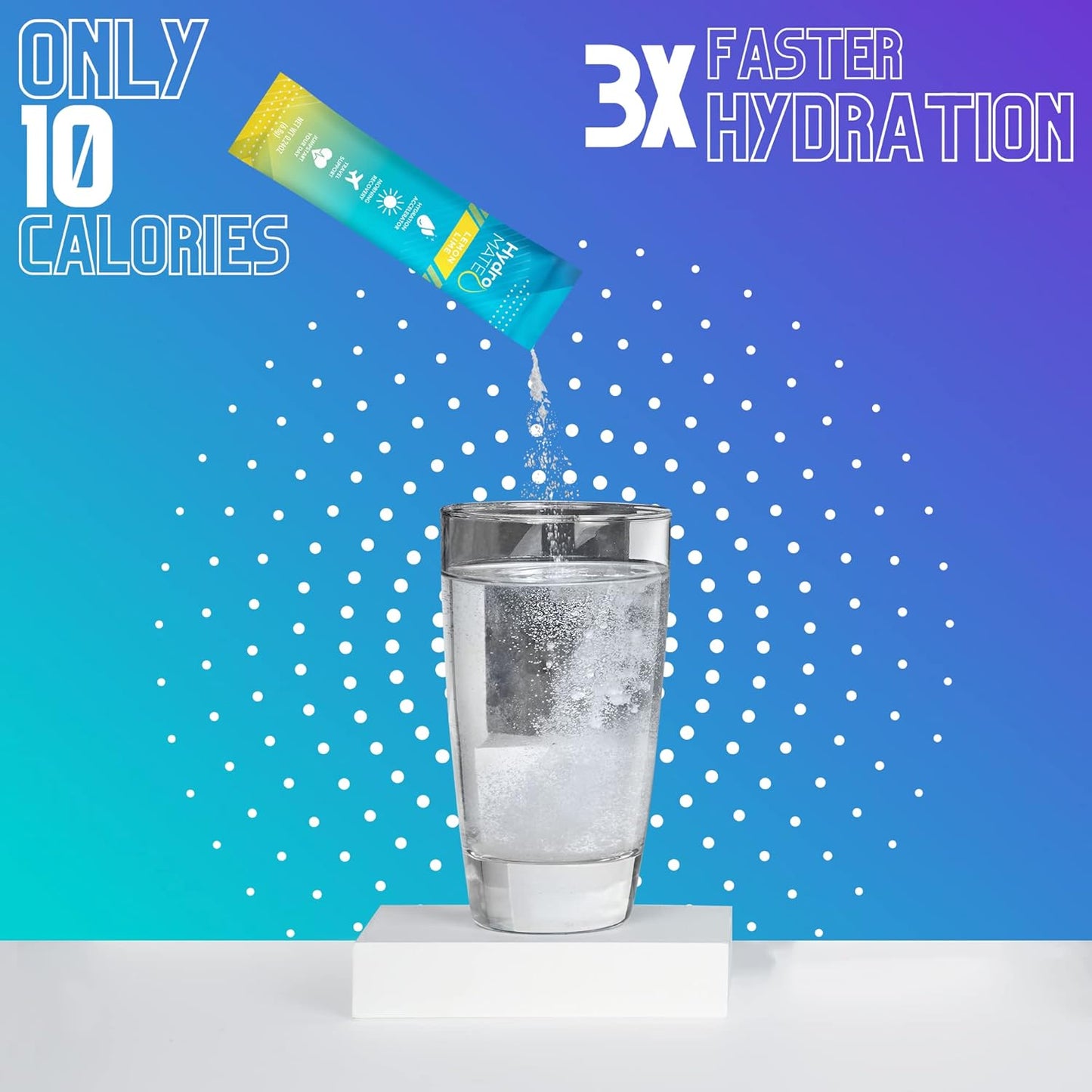 HydroMATE Electrolyte Powder Packets - Lemon Lime Flavor with Vitamin C for Instant Hydration and Energy Boost - 30 Count Pack for Fast Recovery