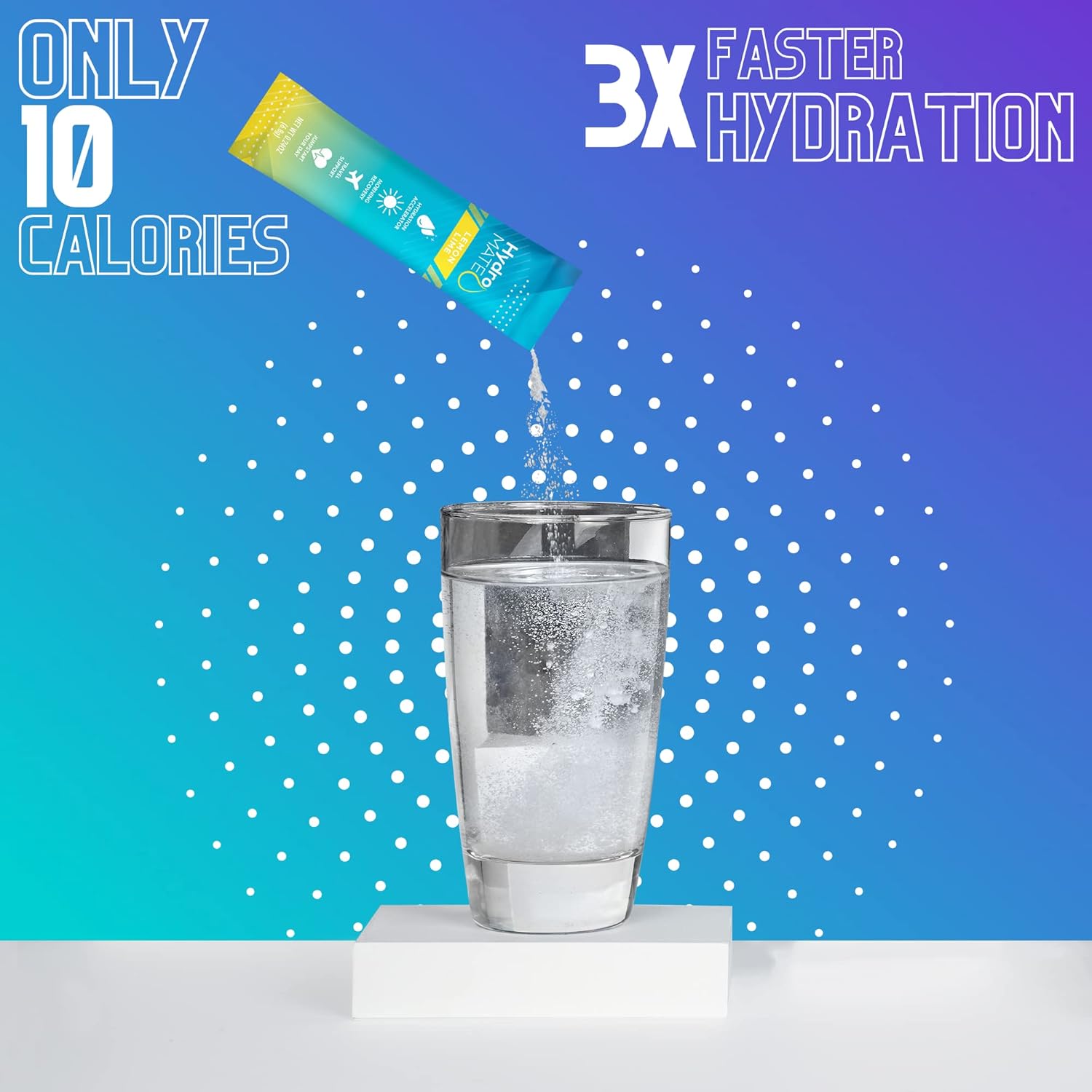 HydroMATE Electrolyte Powder Packets - Lemon Lime Flavor with Vitamin C for Instant Hydration and Energy Boost - 30 Count Pack for Fast Recovery