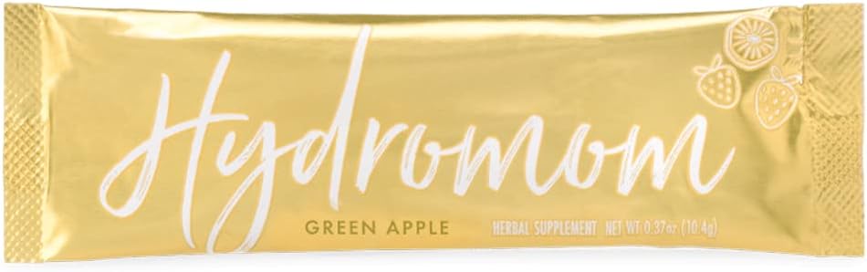 Hydromom Superfood Electrolyte Drink Mix, Green Apple Flavor - Energy & Hydration Boost for Moms - On-The-Go Essentials for Pregnancy & Lactation - 15 Packets
