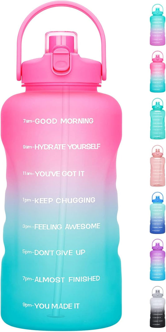 HydroPal 1 Gallon Water Bottle with Straw and Motivational Time Markings - BPA-Free Gym Jug for Sports, Fitness, and Camping