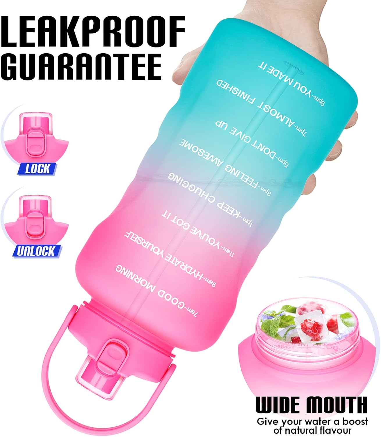 HydroPal 1 Gallon Water Bottle with Straw and Motivational Time Markings - BPA-Free Gym Jug for Sports, Fitness, and Camping