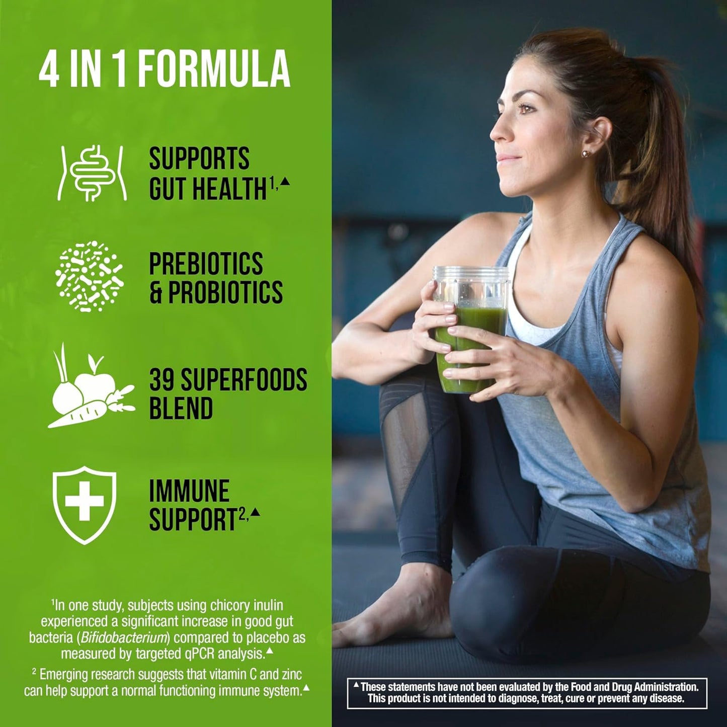 Hydroxycut Essentials Super Greens: Immune Support, Probiotics, Prebiotics, Gut Health - 30 Servings Lemon Iced Tea