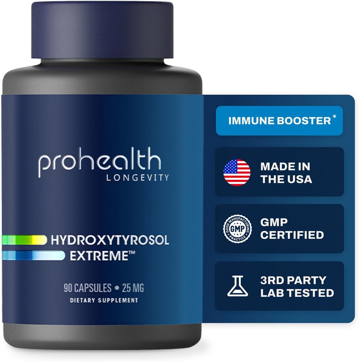 Hydroxytyrosol Extreme Supplement with Organic Olive Leaf Extract - 90 Vegetarian Capsules, Gluten & Soy Free