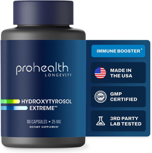 Hydroxytyrosol Extreme Supplement with Organic Olive Leaf Extract - 90 Vegetarian Capsules, Gluten & Soy Free