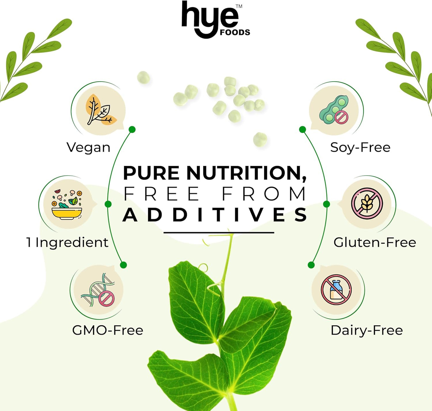 HYE FOODS Premium Pea Protein Powder - 2 lb Vegan Gluten-Free Unflavored Digestible 100% Peas - 30 Servings