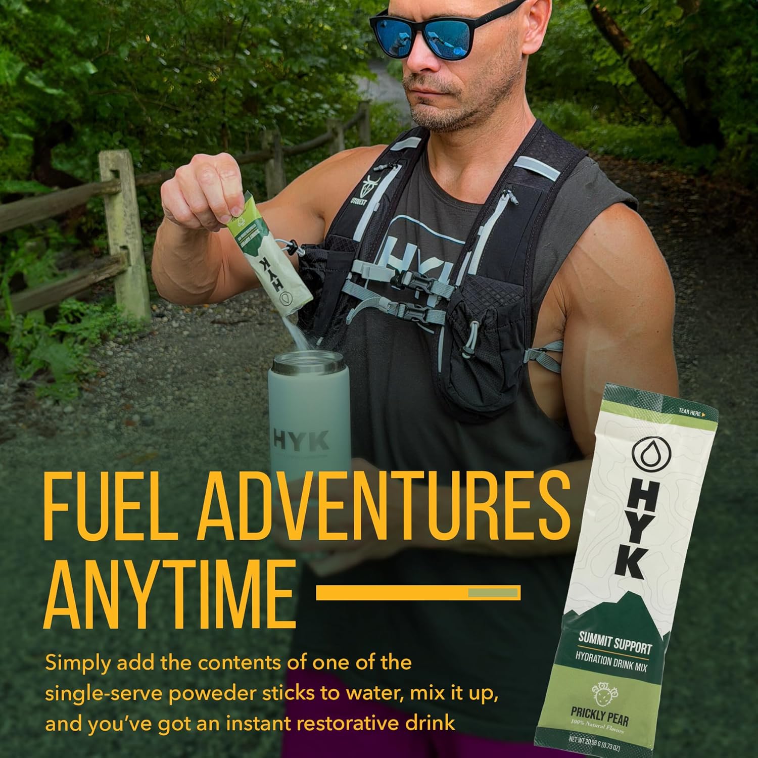 HYK Energy Electrolyte Drink - Prickly Pear Flavor Powder Packets with Pink Himalayan Salt for Endurance Athletes - 30 Single-Serving Sticks