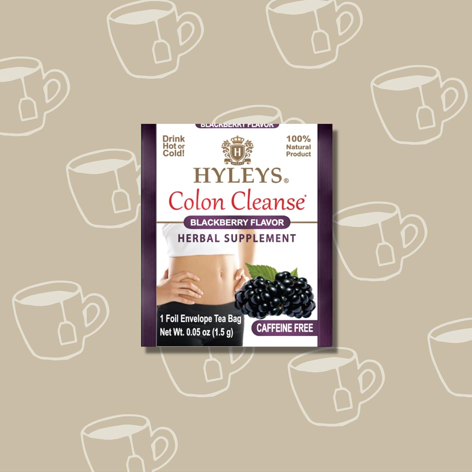 Hyleys Blackberry Colon Cleanse Tea - 6 Pack with 150 Tea Bags for Digestive Health