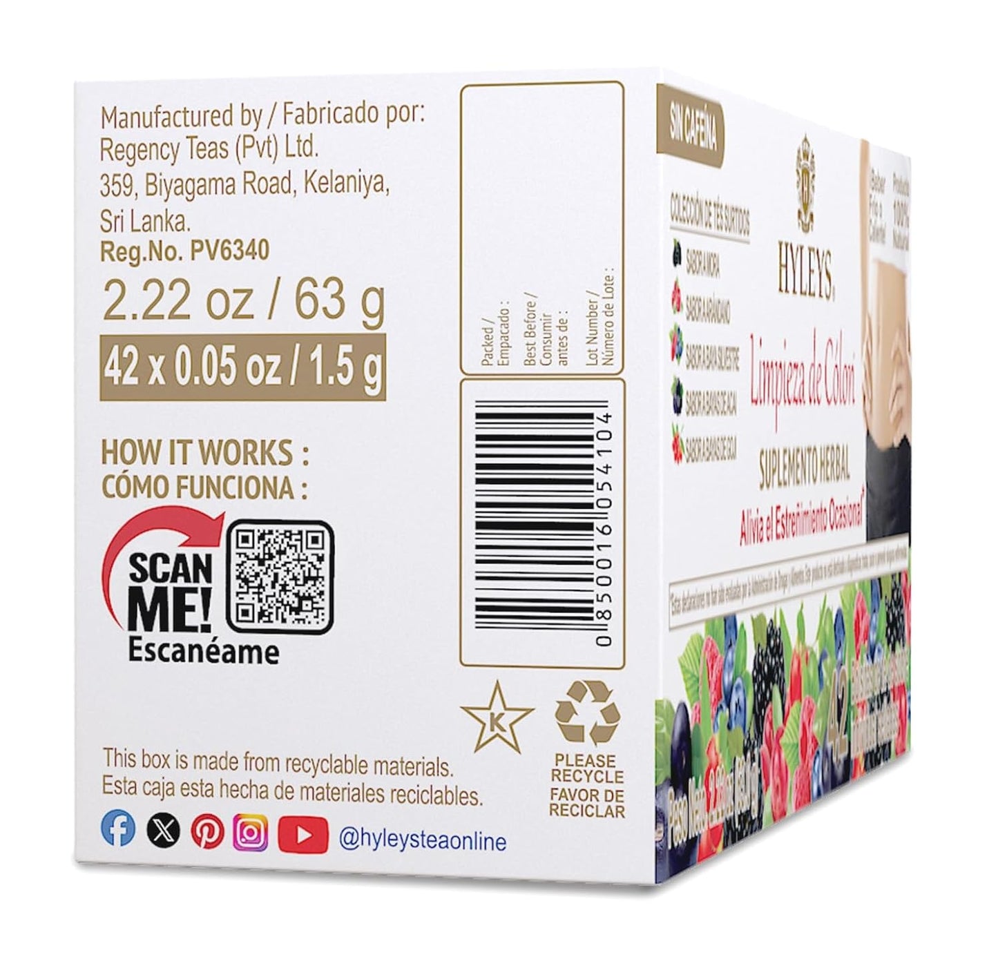 Hyleys Colon Cleanse Assorted Tea Bags - 504 Ct (12 Packs)