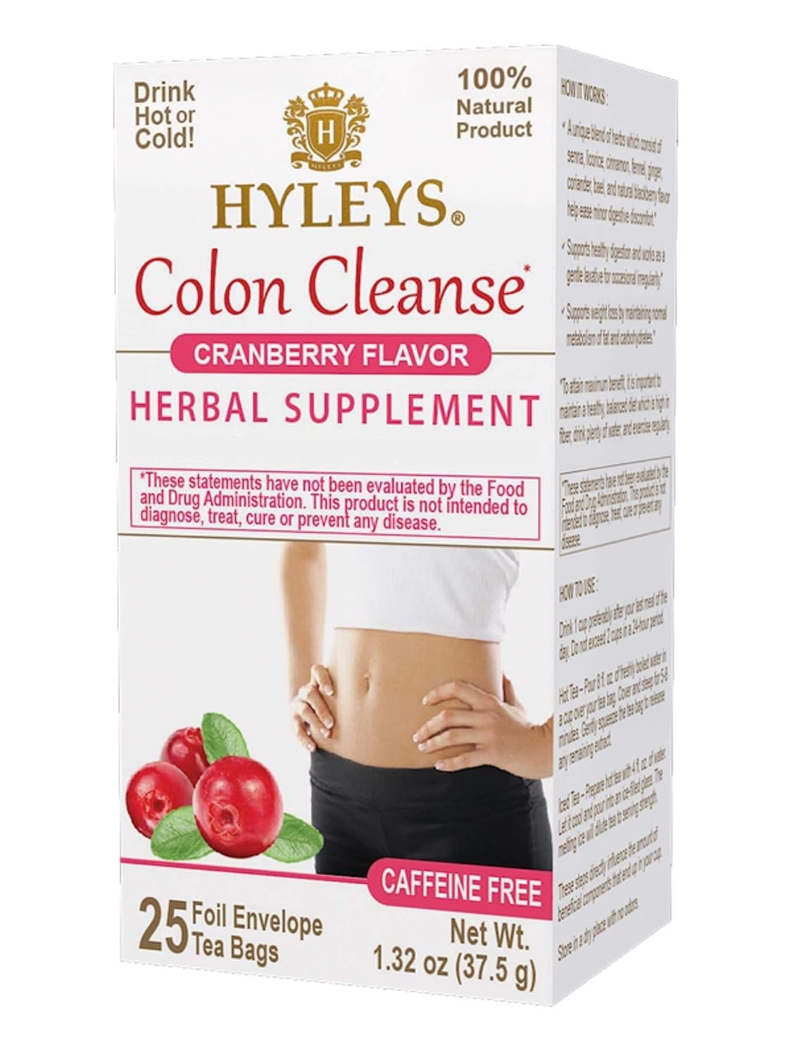 Hyleys Cranberry Colon Cleanse Tea - 25 Tea Bags (1 Pack)
