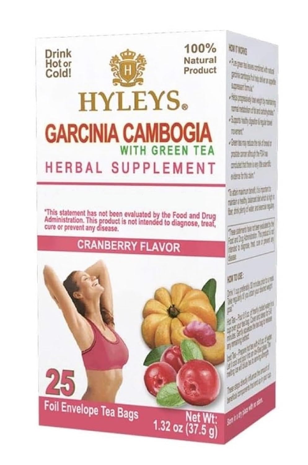 HYLEYS Garcinia Cambogia Green Tea Cranberry Flavor - 150 Tea Bags (6 Pack)