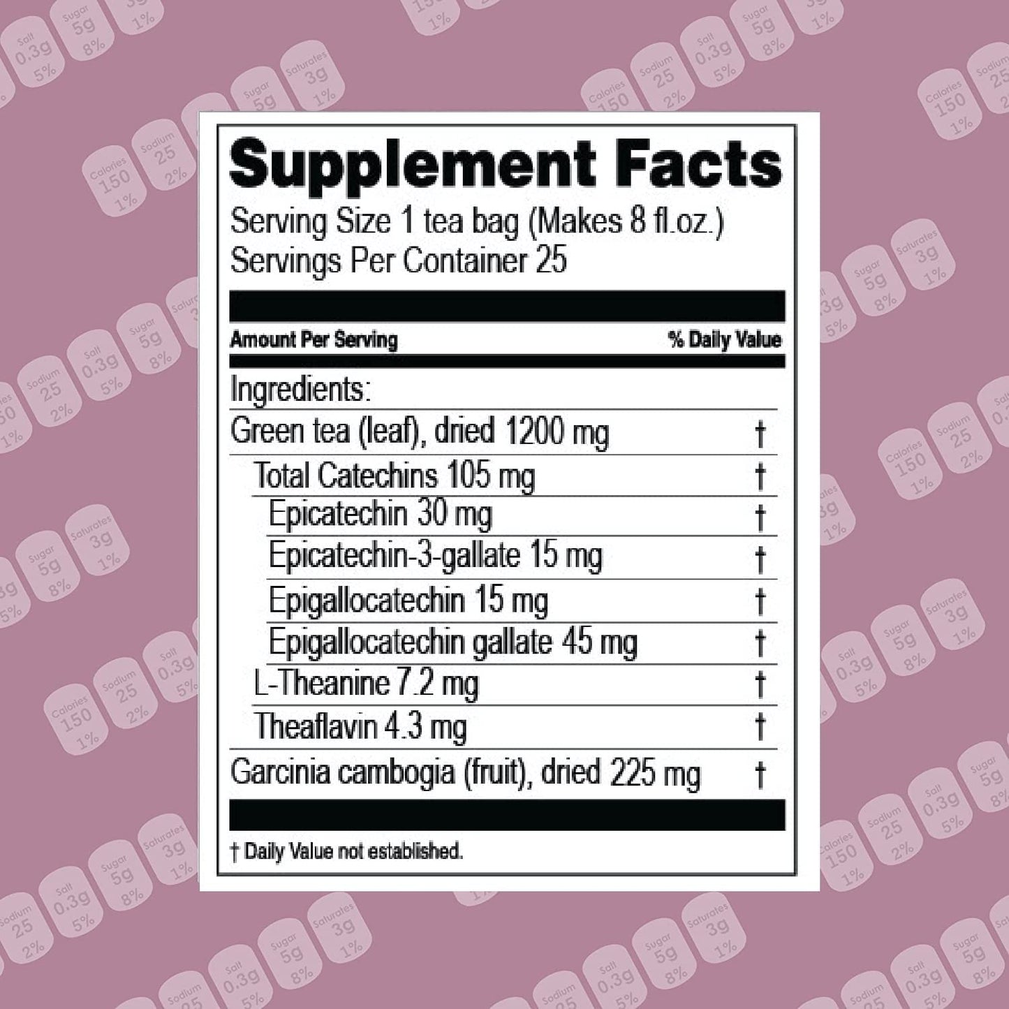 HYLEYS Garcinia Cambogia Green Tea Cranberry Flavor - 150 Tea Bags (6 Pack)