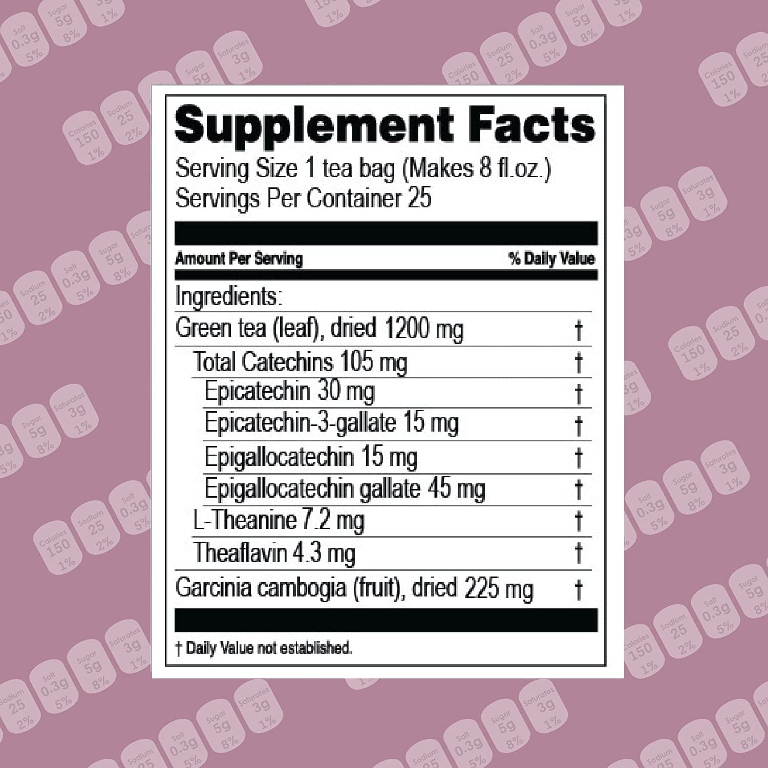 HYLEYS Garcinia Cambogia Green Tea Cranberry Flavor - 150 Tea Bags (6 Pack)