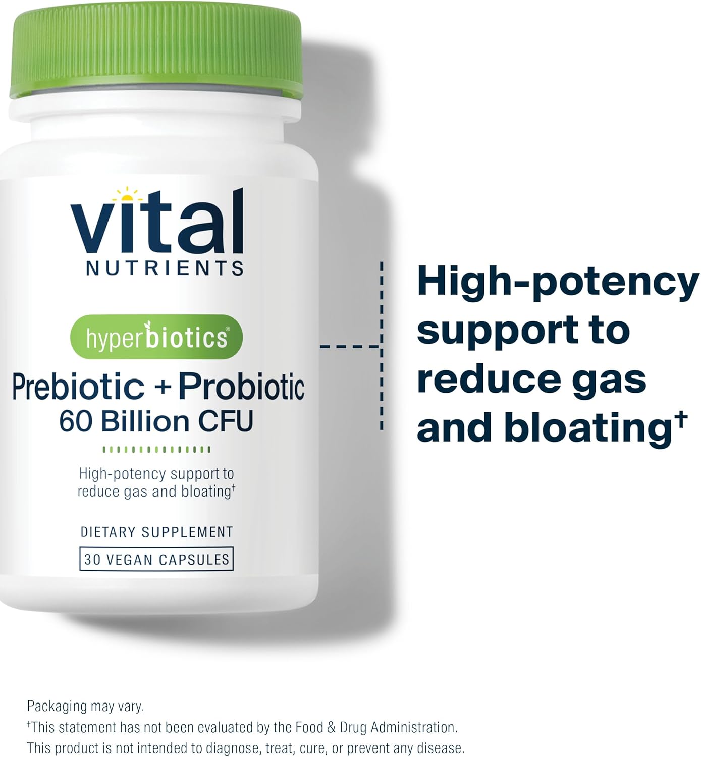 Hyperbiotics Vital Nutrients Prebiotic and Probiotic Capsules - 60 Billion CFU for Men and Women - Supports Digestive Health, Constipation, Diarrhea, Gas, Bloating - 30 Vegan Caps