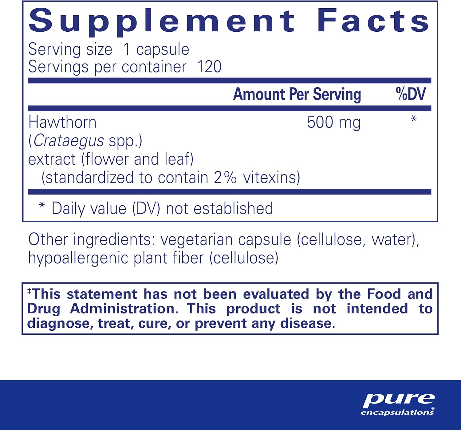 Hypoallergenic Hawthorn Extract Capsules for Cardiovascular Support - 120 Count