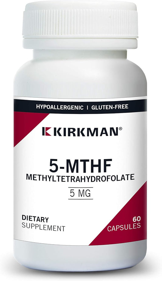 Hypoallergenic Kirkman 5-MTHF 5 mg - [6S]-5-Methyltetrahydrofolate | 60 Veg Caps