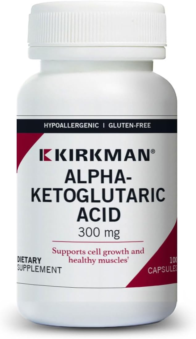 Hypoallergenic Kirkman Alpha-Ketoglutaric Acid Capsules 300mg - Supports Metabolism and Bone Health - 100 Count