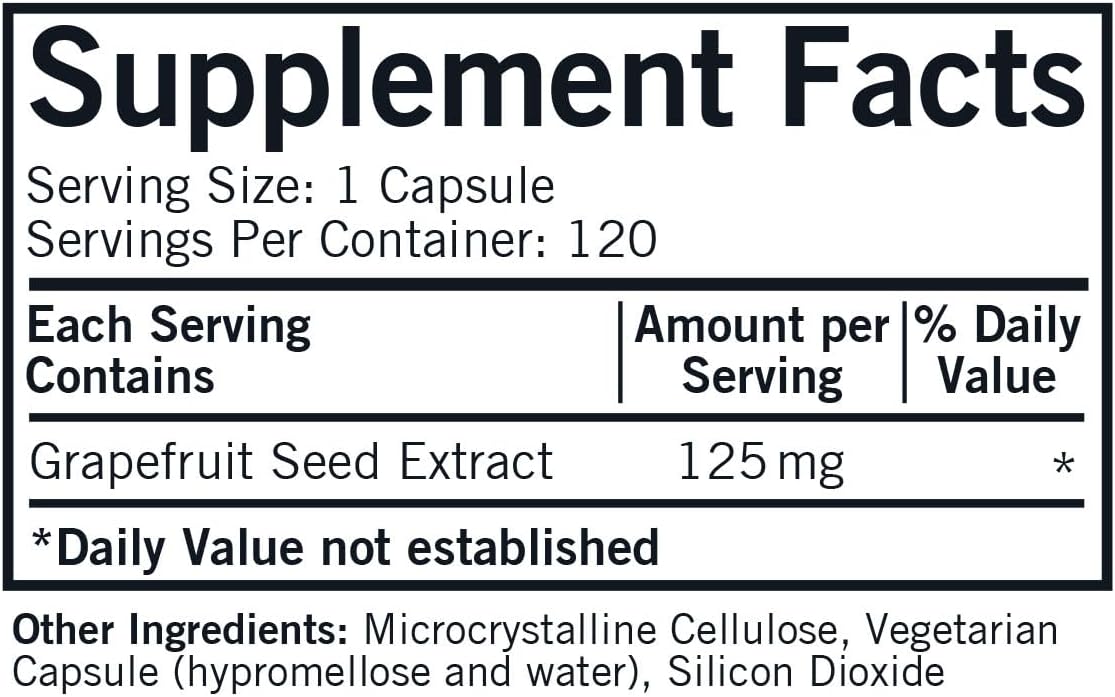 Hypoallergenic Kirkman Grapefruit Seed Extract Capsules - 125 mg, 120 Count