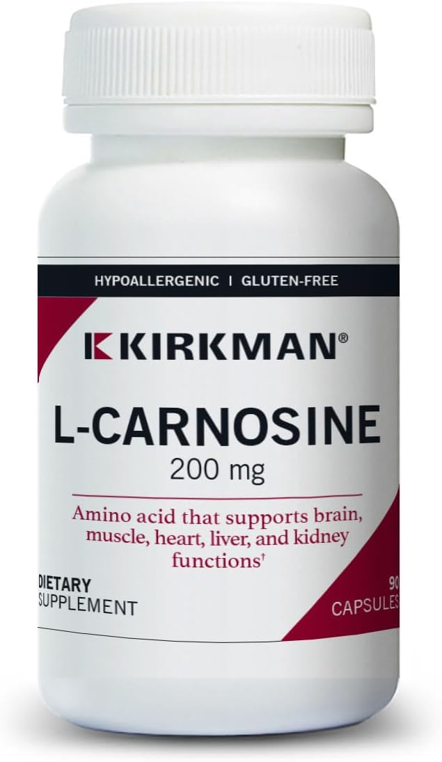 Hypoallergenic L-Carnosine 200 mg Capsules - Vegetarian Amino Acid Supplement - Gluten & Casein Free - 90 Count