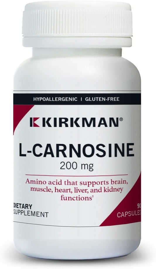 Hypoallergenic L-Carnosine 200 mg Capsules - Vegetarian Amino Acid Supplement - Gluten & Casein Free - 90 Count