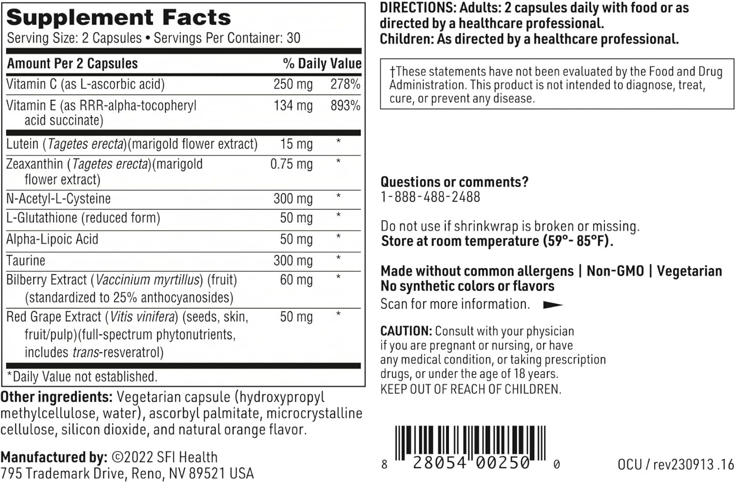 Hypoallergenic Lutein, Zeaxanthin & Bilberry Extract Capsules for Antioxidant Eye Support by Klaire Labs