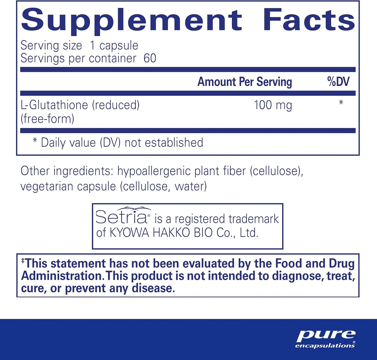 Hypoallergenic Reduced Glutathione Supplement for Liver and Cell Health - 60 Capsules