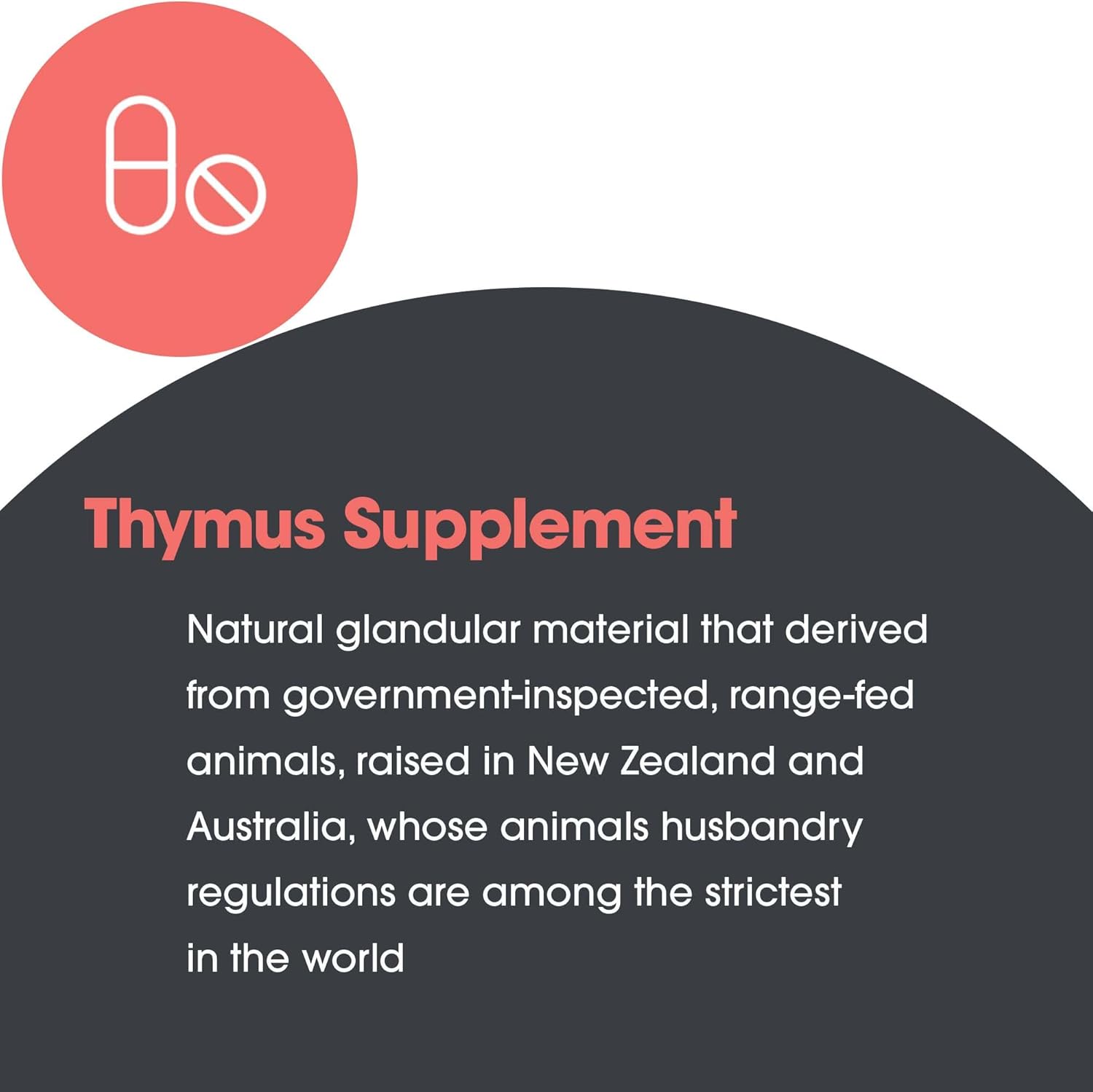 Hypoallergenic Thymus Supplement with 1000mg Raw Glandular Extract - 75 Count Pack