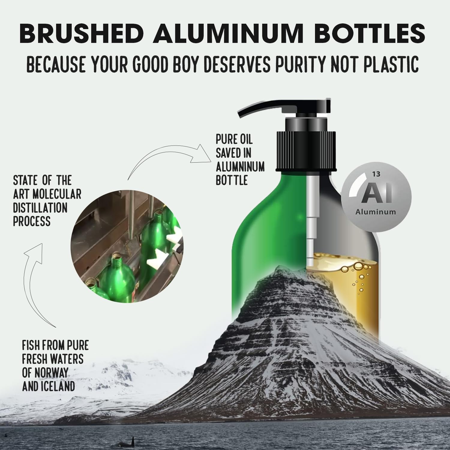 Iceland Pure Salmon Oil for Dogs & Cats | Pharmaceutical Grade | 1118mg Omega-3 per Teaspoon | Liquid Food Supplement | BPA-Free 33oz Pump Bottle