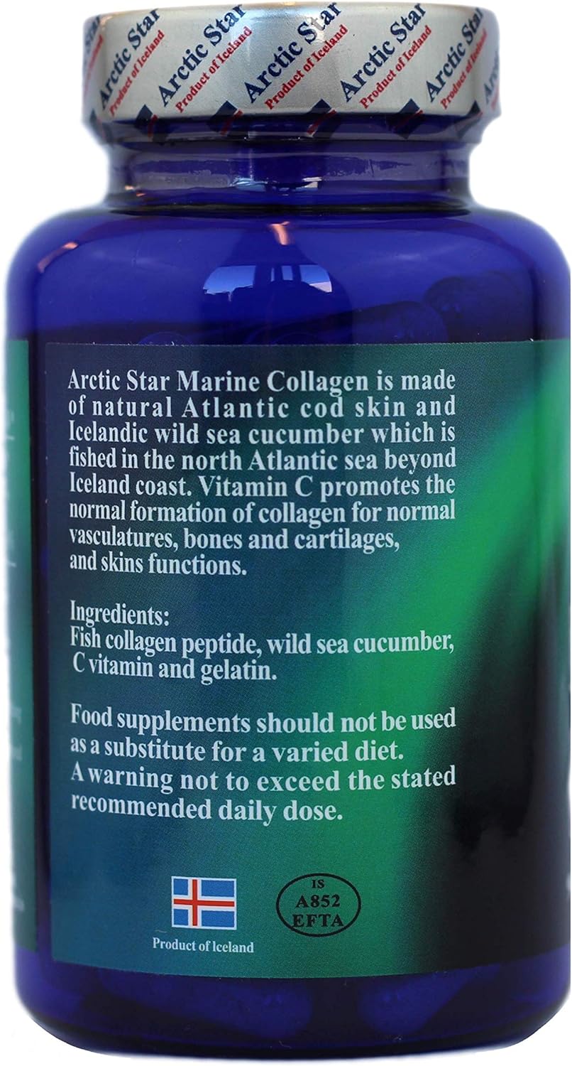 Icelandic Marine Collagen Peptides Supplement for Healthy Skin, Hair, and Nails - 90 Capsules - Joint Pain Relief and Immune System Support
