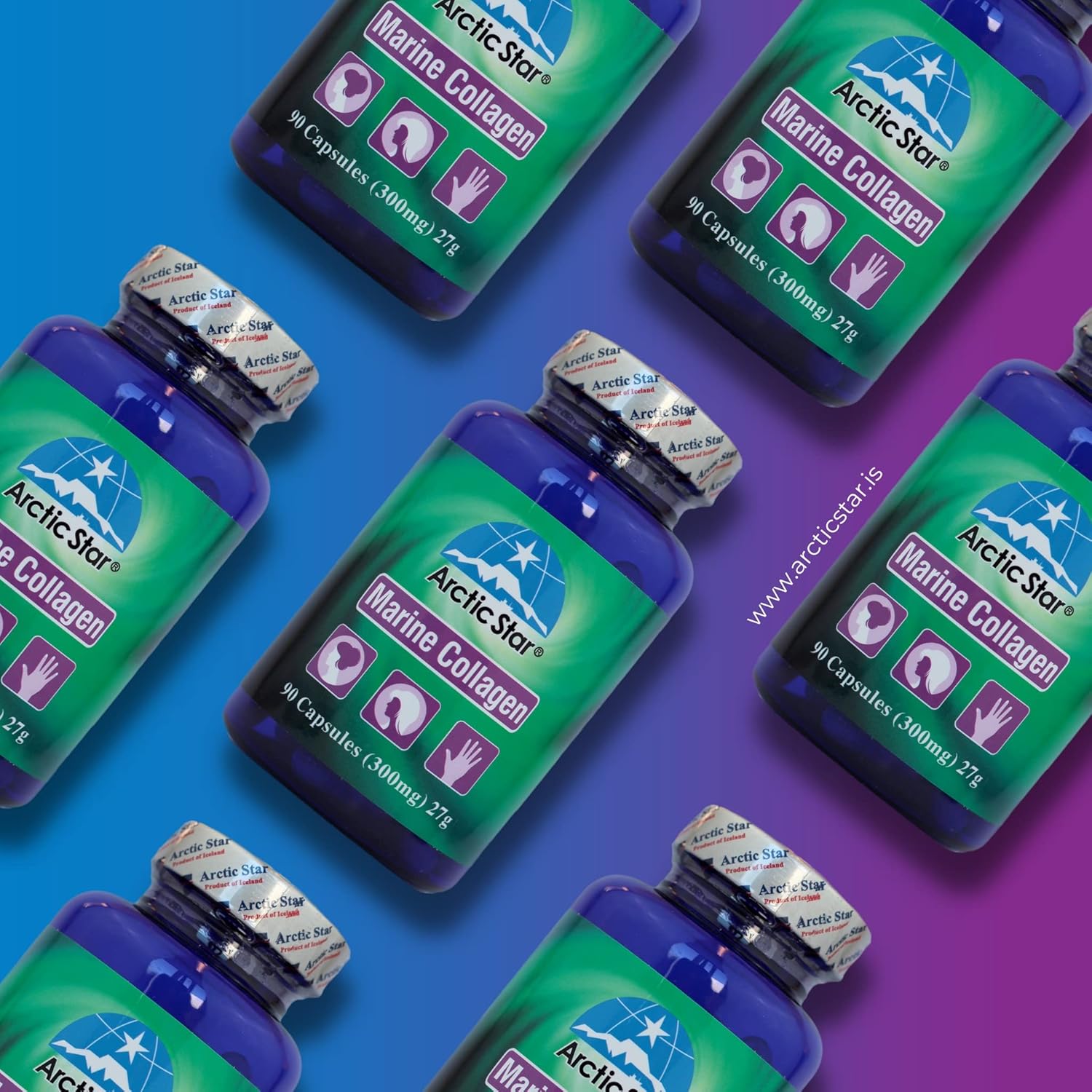 Icelandic Marine Collagen Peptides Supplement for Healthy Skin, Hair, and Nails - 90 Capsules - Joint Pain Relief and Immune System Support
