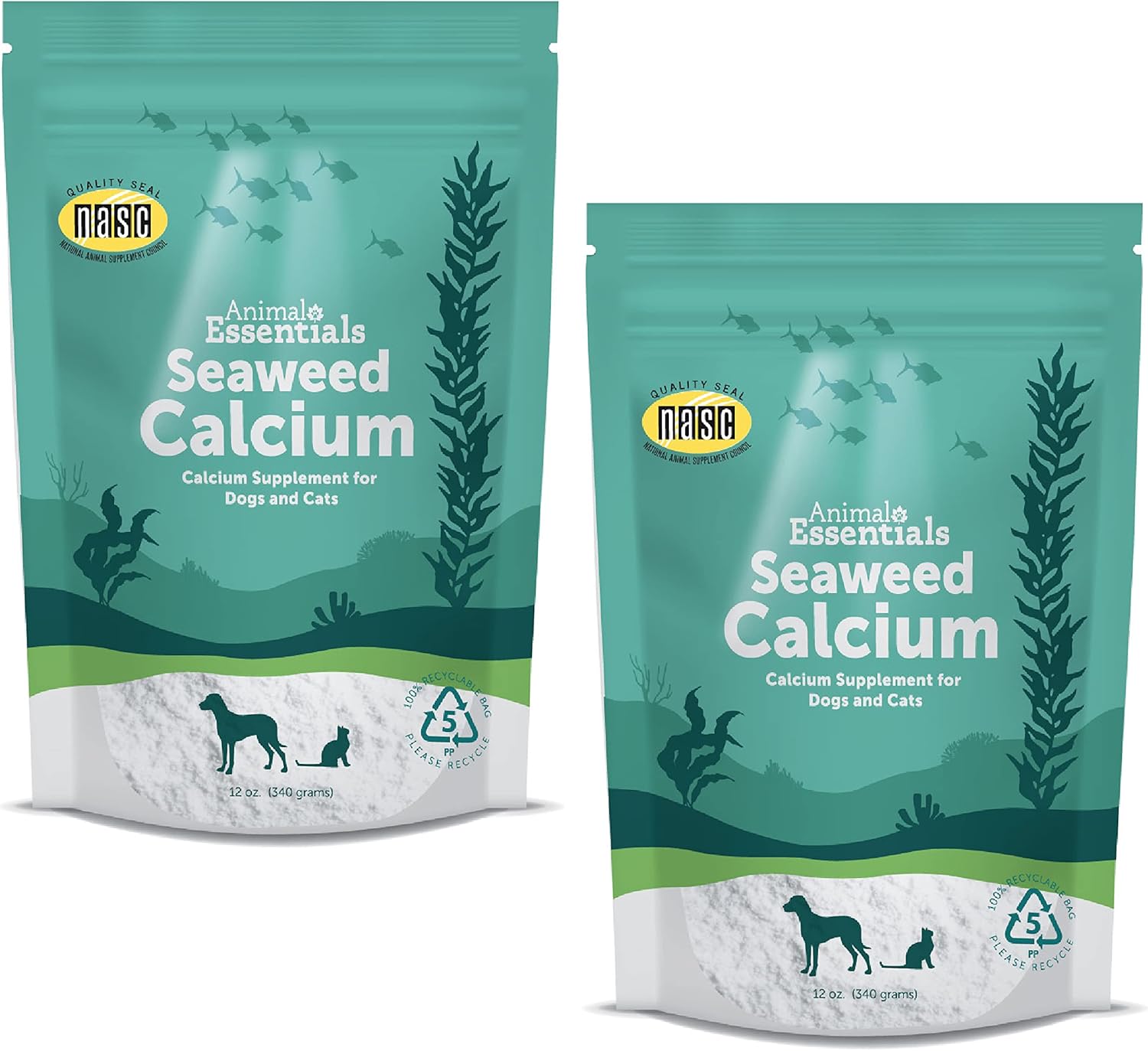 Icelandic Seaweed Calcium Supplement for Dogs and Cats - High Digestibility, Lab Tested, Lead and Hormone-Free, Magnesium Enriched - 24 Oz (2 Pack)