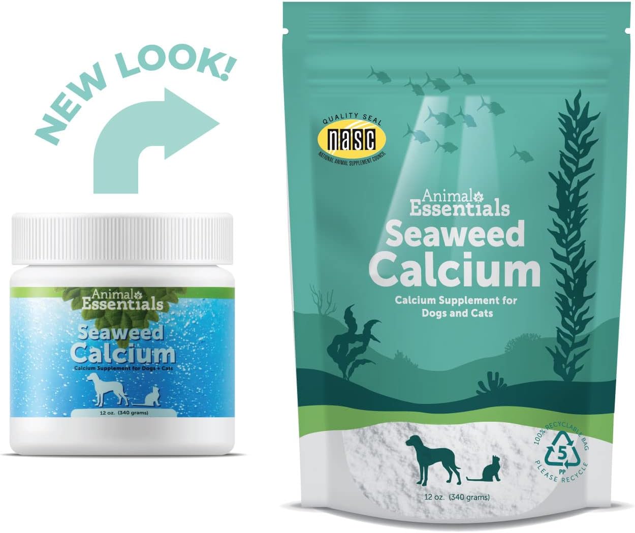 Icelandic Seaweed Calcium Supplement for Dogs and Cats - High Digestibility, Lab Tested, Lead and Hormone-Free, Magnesium Enriched - 24 Oz (2 Pack)