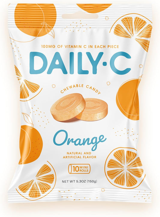 Iconic Candy Orange Chewable Vitamin C Candy - 100MG of Vitamin C per Piece - 5.3oz Bag
