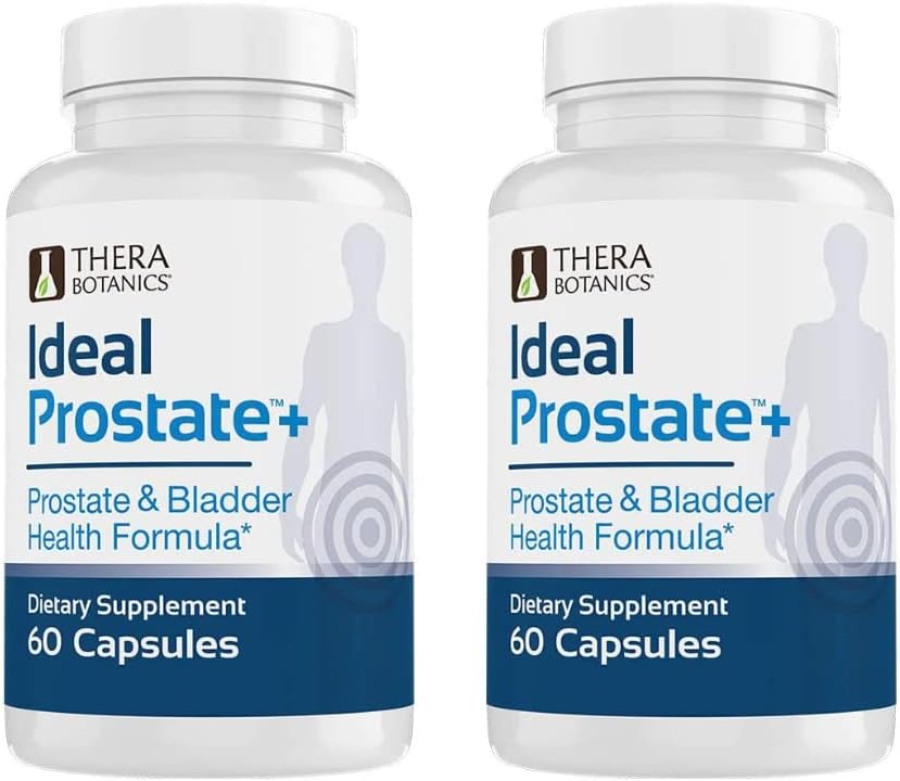 Ideal Prostate Plus Therabotanics Advanced Men's Prostate Support with Saw Palmetto, Lycopene - Natural Relief - 2 Bottles