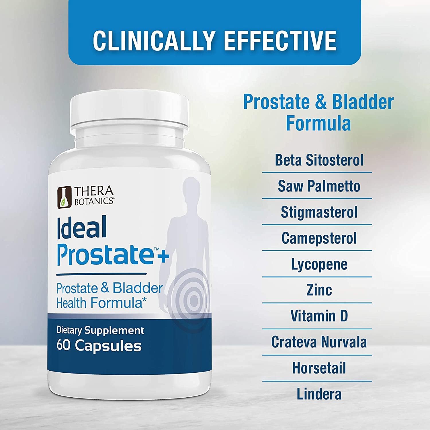 Ideal Prostate Plus Therabotanics Advanced Men's Prostate Support with Saw Palmetto, Lycopene - Natural Relief - 2 Bottles