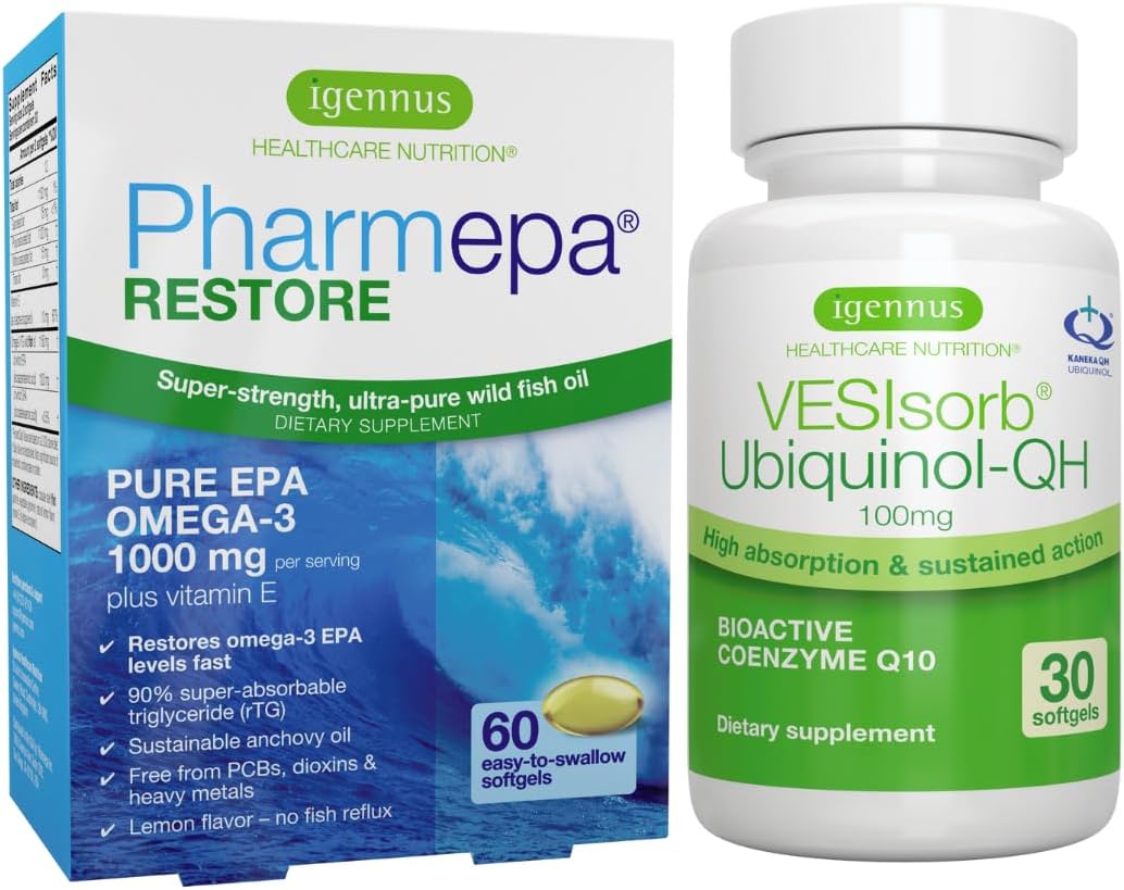 Igennus Heart Health Bundle: Pharmepa Restore EPA & VESIsorb Ubiquinol-QH CoQ10 by Igennus Healthcare Nutrition