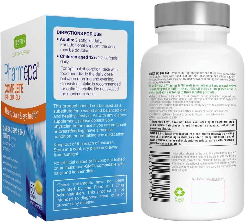 Igennus Prenatal Multivitamin & Pharmepa EPA DHA Omega 3 Bundle for Pregnancy Support