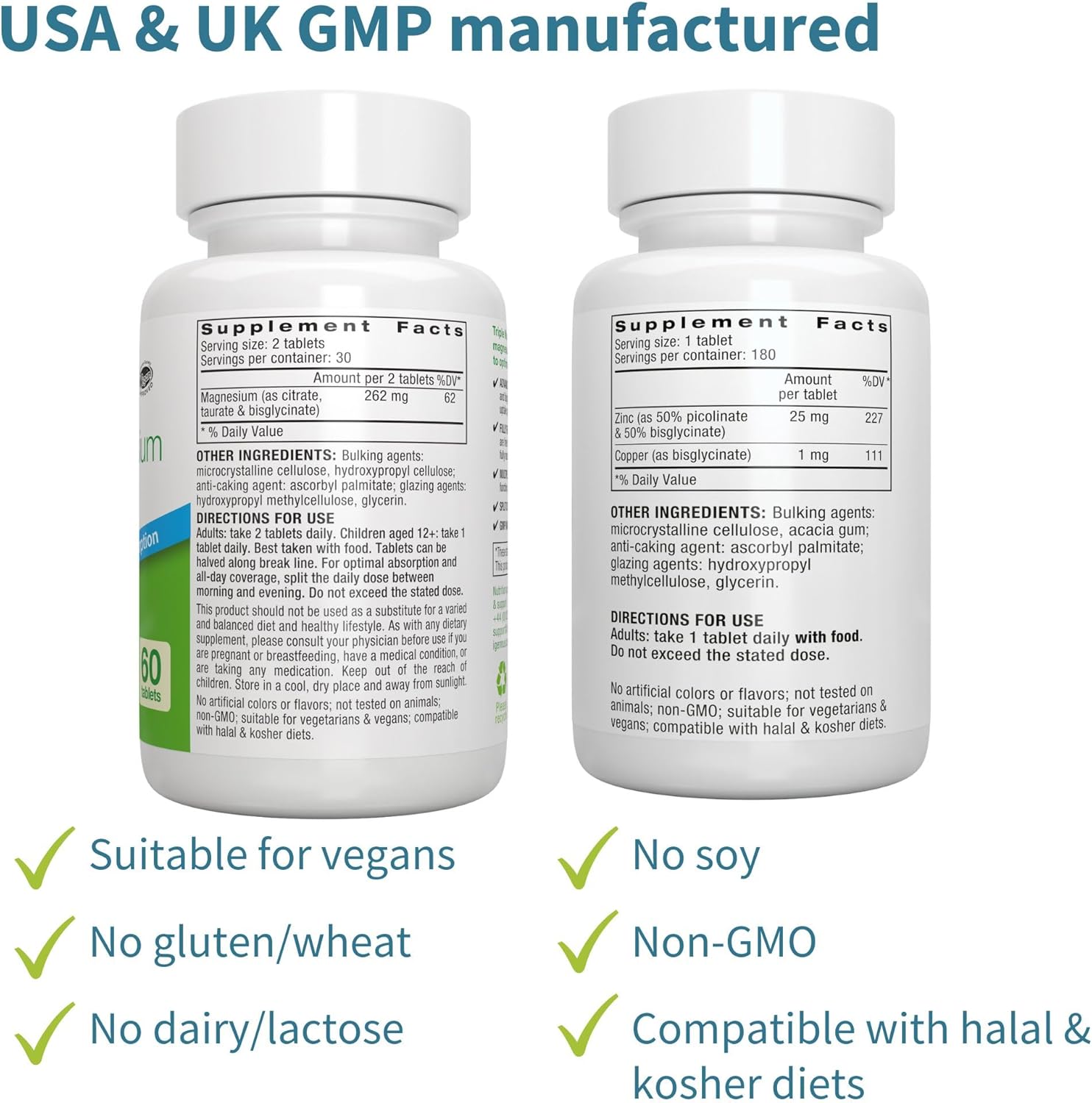 Igennus Triple Magnesium & Zinc Complex Bundle for High Absorption - Vegan Friendly with Copper - by Igennus