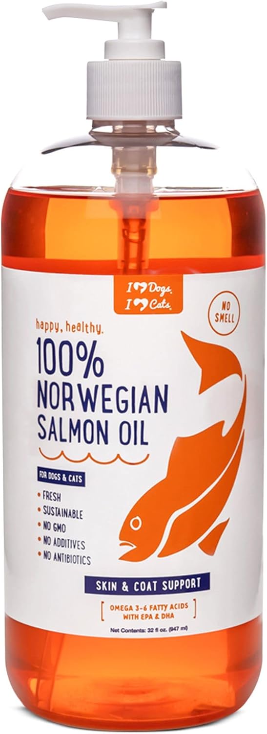iHeartDogs Salmon Oil - Omega 3 Fish Oil for Dogs & Cats - Allergy Relief, Heart & Joint Health - 32 oz