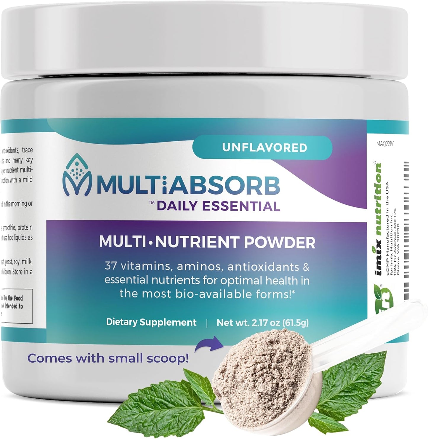 Imix Nutrition MultiAbsorb: Daily Essential Multi-Nutrient Powder for Optimal Health - Vitamins, Minerals, Antioxidants - Natural, Non-GMO, 30 Servings - Unflavored