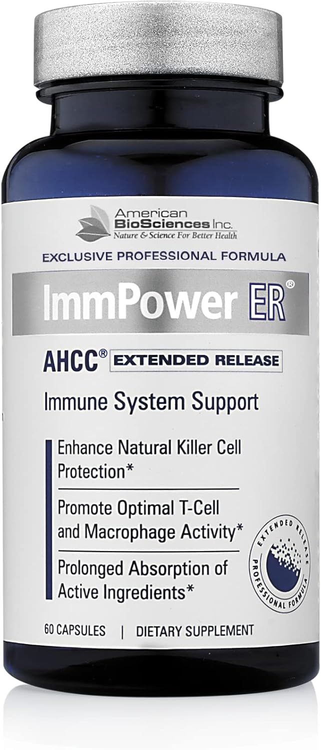 ImmPower ER AHCC Extended Release Mushroom Supplement - 60 Capsules, 500mg - Immune Support by American BioSciences