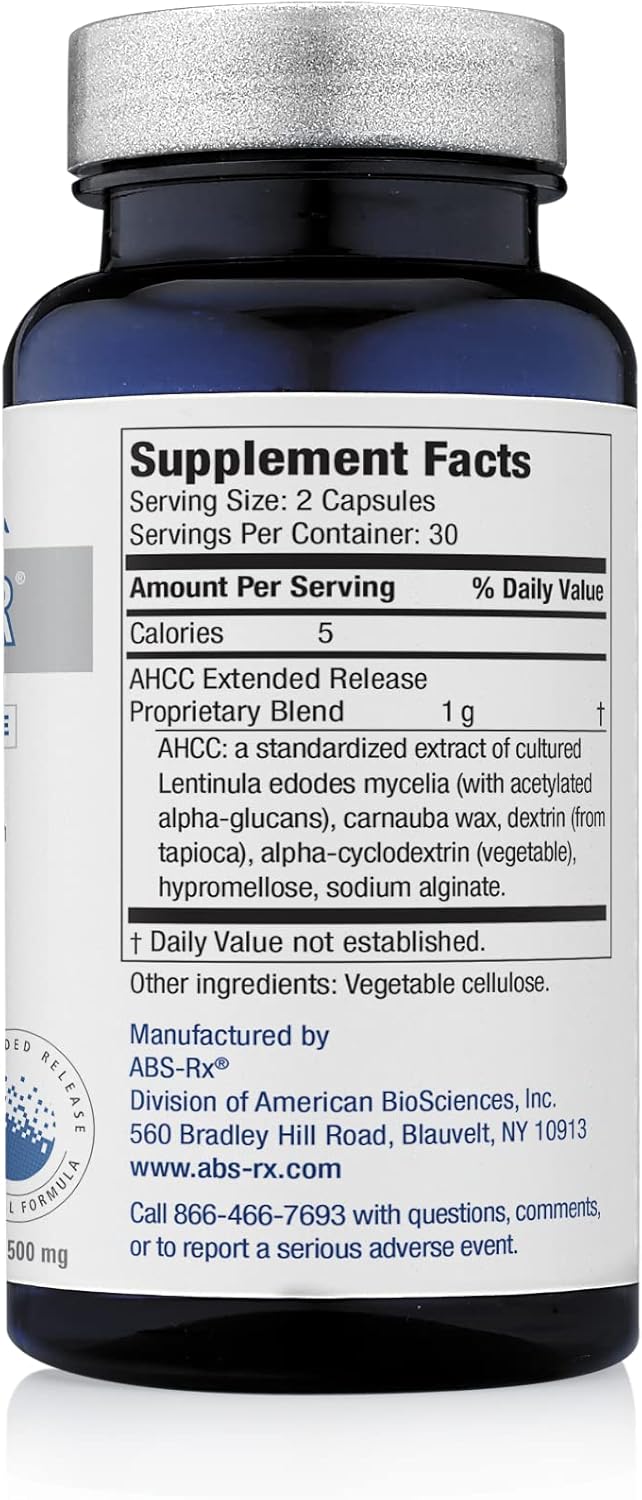 ImmPower ER AHCC Extended Release Mushroom Supplement - 60 Capsules, 500mg - Immune Support by American BioSciences