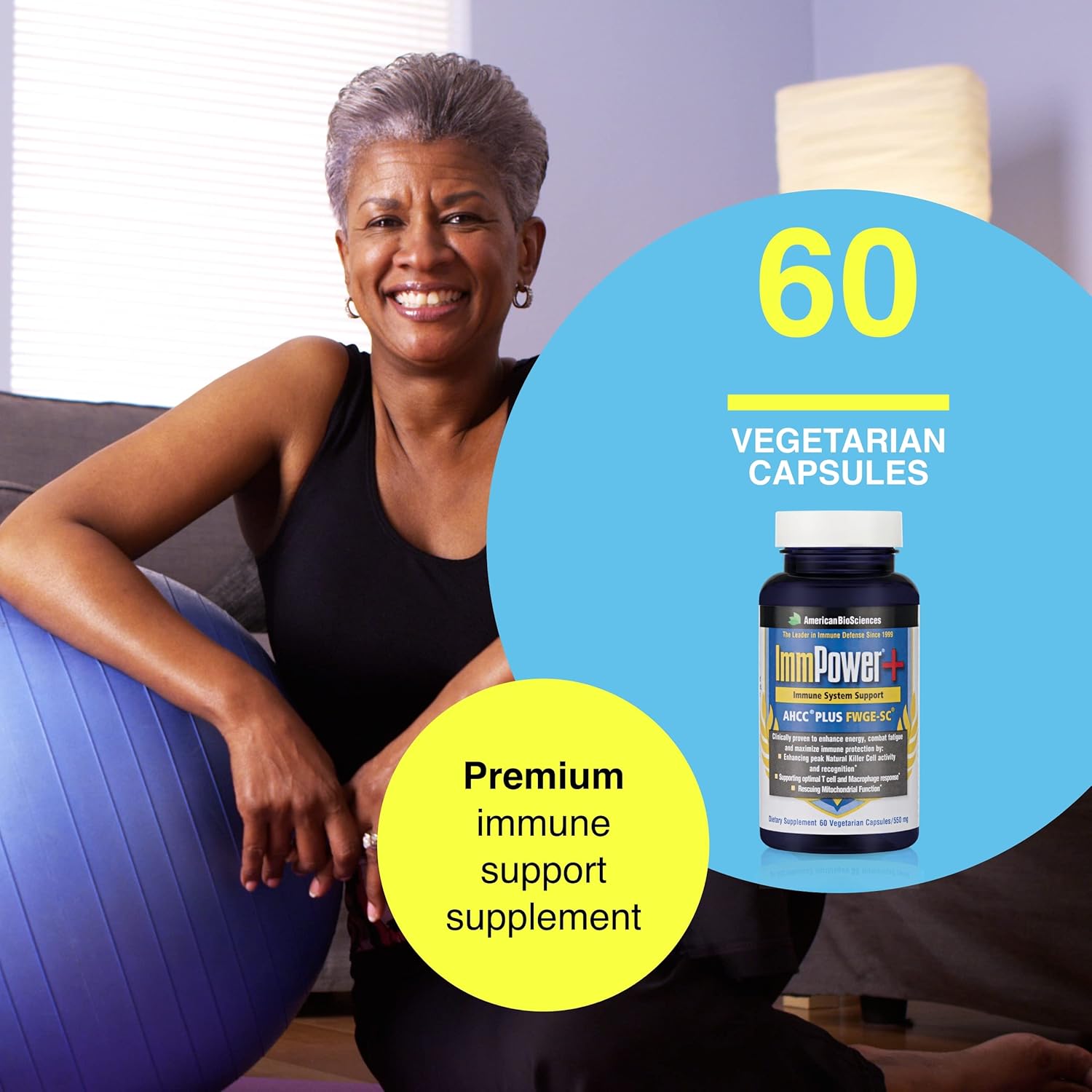 ImmPower Plus Mushroom Extract Supplement - Immune Support & Mitochondrial Rescue - AHCC & Fermented Wheat Germ Extract - 60 Capsules - BoostGo Australia