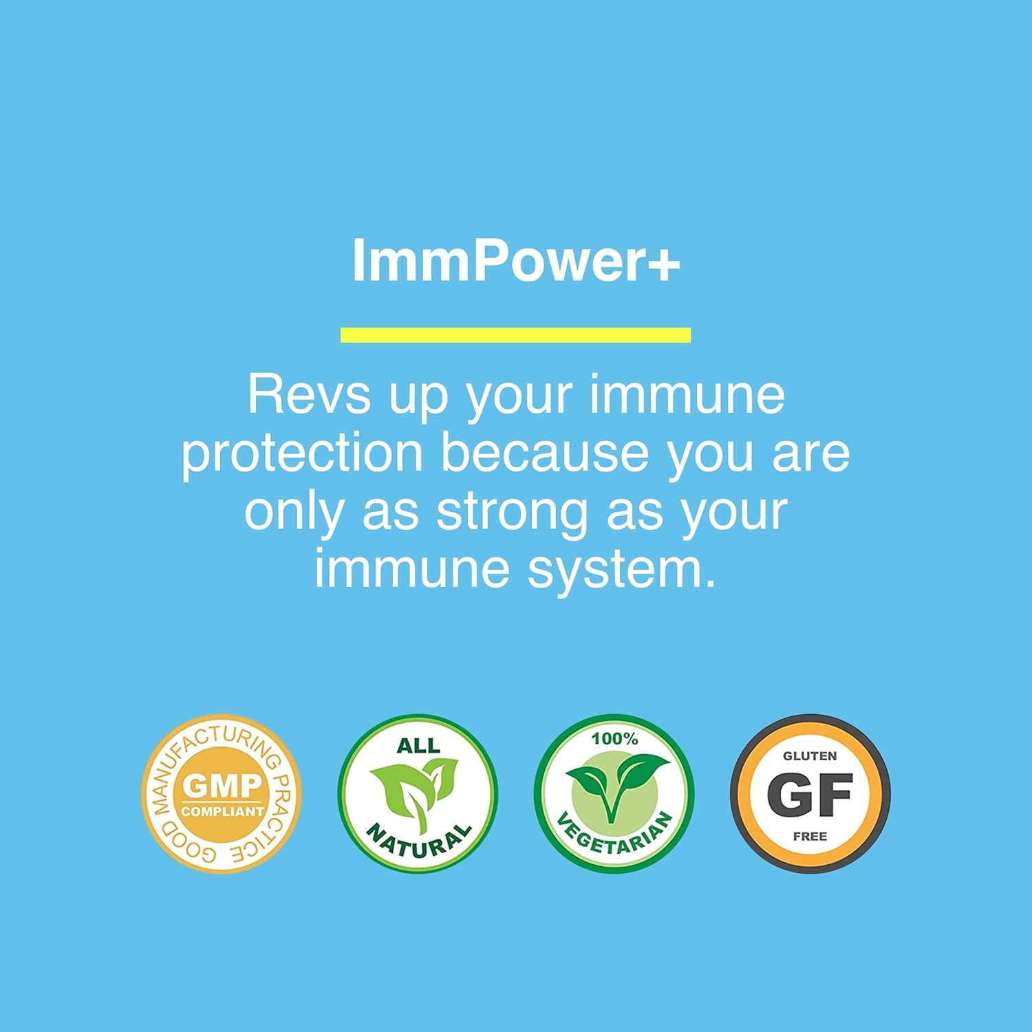 ImmPower Plus Mushroom Extract Supplement - Immune Support & Mitochondrial Rescue - AHCC & Fermented Wheat Germ Extract - 60 Capsules - BoostGo Australia