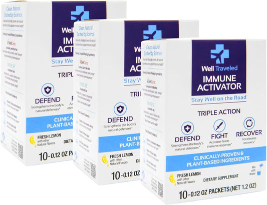 Immune Activator Drink Mix with Prebiotics, Postbiotics, Vitamin C, D, Zinc - Lemon Flavor, 30 Count