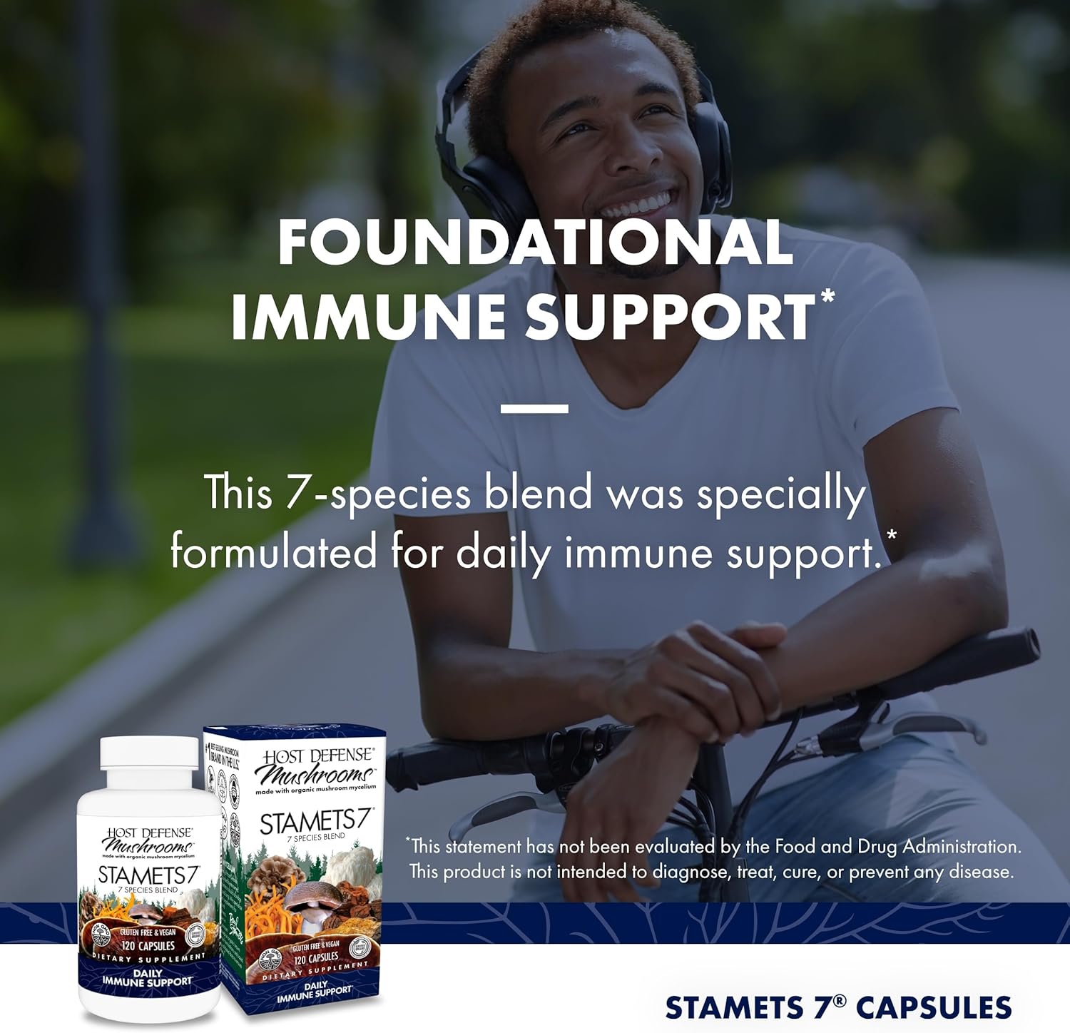Immune and Brain Health Bundle: Stamets 7 120 Count + Lion's Mane Capsules 30 Count - Boost Immunity, Memory, and Focus*