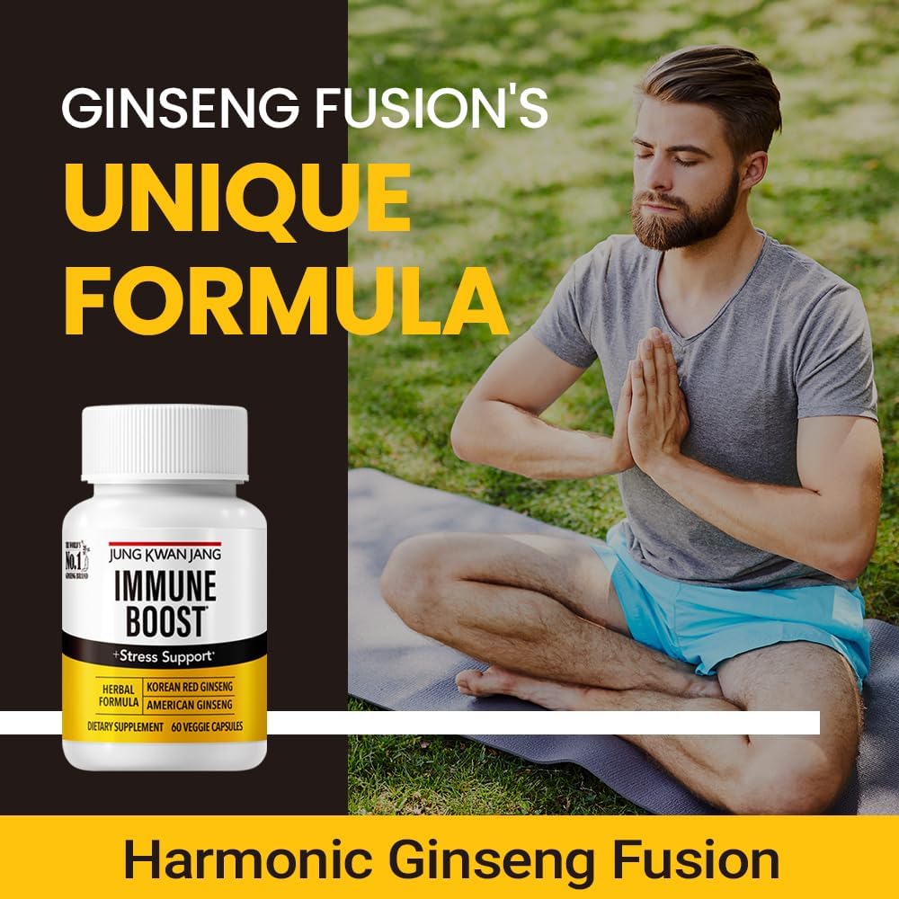 Immune Boost Duo: American & Korean Ginseng Supplement for Energy, Immunity, and Stress Relief