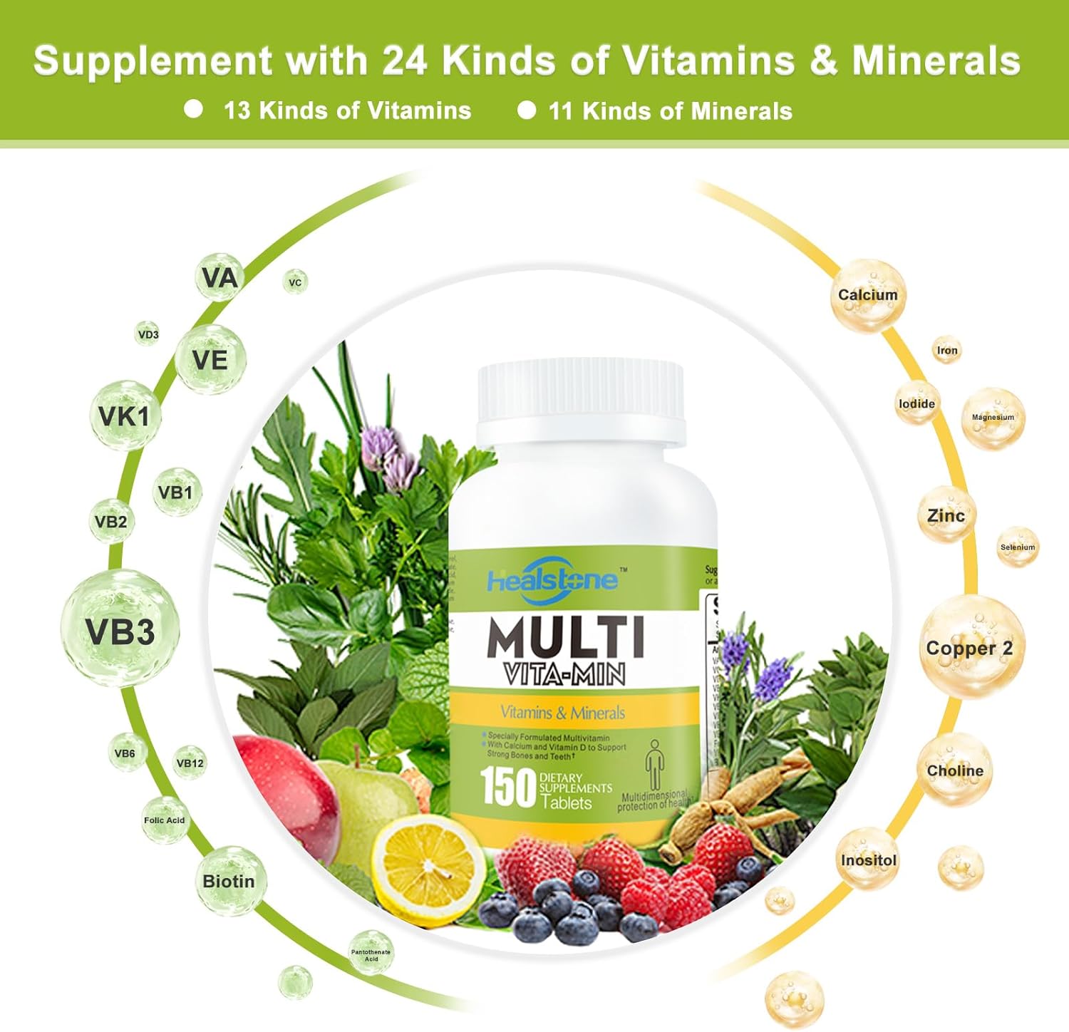 Immune Boosting Adult Multivitamin/Multimineral with 200mg NAD+ Capsules for Anti Aging in Women and Men