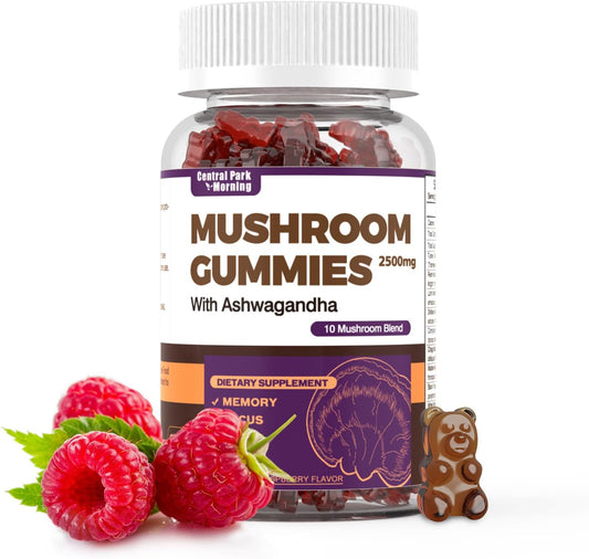 Immune-Boosting Central Park Morning Mushroom Gummies with Ashwagandha - 60pcs