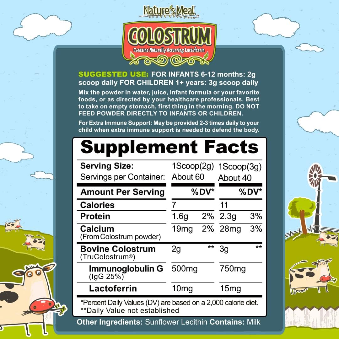 Immune Boosting Colostrum Powder for Kids 6 Months+, Natural Super Food with Lactoferrin, IgG, PRPS - 4.2 oz